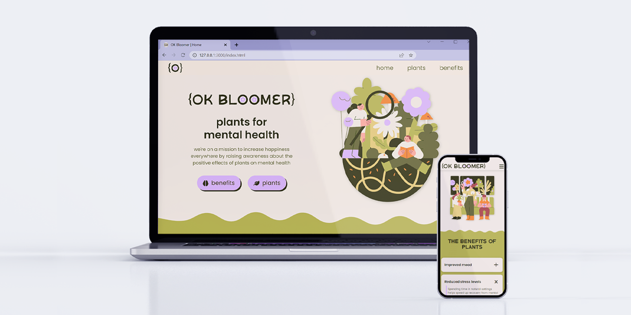 Mockup image of a plant website on a laptop and phone.